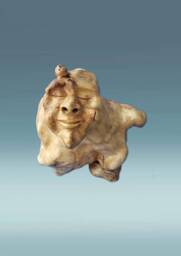 Wood Carved Statue, Abstract Wooden Unique Home Decor, Human Face , Hanging Bell Farmhouse Anniversary Gift - thumbnail 1