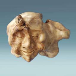 Wood Carved Statue, Abstract Wooden Unique Home Decor, Human Face , Hanging Bell Farmhouse Anniversary Gift - thumbnail 3
