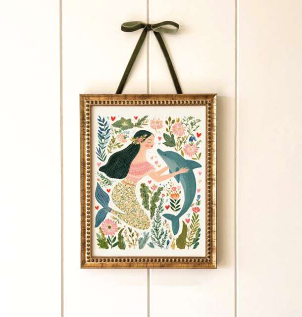 Mermaid & Dolphin Nursery Print, Under The Sea Wall Art, Colourful Kids Room Decor, Whimsical Baby Illustration - image 1