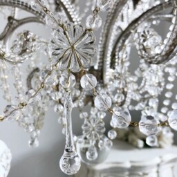 Antique Style Silver Leaf Beaded Chandelier 8 Lights Crystal Swags - thumbnail 3