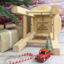 Personalised Child's Wooden Christmas Stool With Any Name, Xmas Gift For Kids, Icons, Gingerbread Man, Candy Cane & Snowflakes - thumbnail 2
