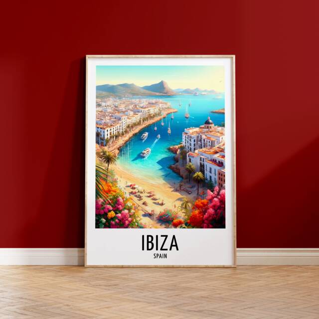 Ibiza Travel Print - Spain Watercolour Poster Design - Wall Artwork Holiday Gifts Ocean Home Decor Art Gift Beach Painting - image 1