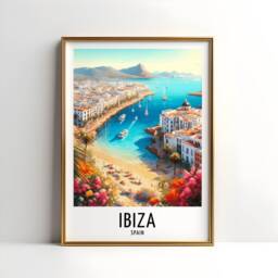 Ibiza Travel Print - Spain Watercolour Poster Design - Wall Artwork Holiday Gifts Ocean Home Decor Art Gift Beach Painting - thumbnail 3