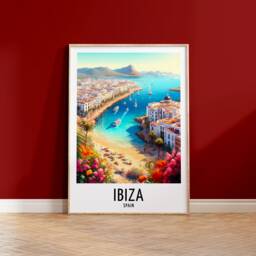 Ibiza Travel Print - Spain Watercolour Poster Design - Wall Artwork Holiday Gifts Ocean Home Decor Art Gift Beach Painting - thumbnail 1