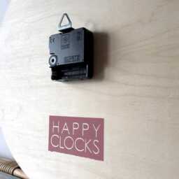 Geometric Wall Clock Modern Woodwork, Orange, Blue, & White - thumbnail 4