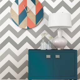 Geometric Wall Clock Modern Woodwork, Orange, Blue, & White - thumbnail 3