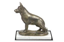 German Shepherd, Dog White Marble Base Statue, Limited Edition, Artdog. Made Of Cold Cast Bronze. Perfect Gift. Limited Edition