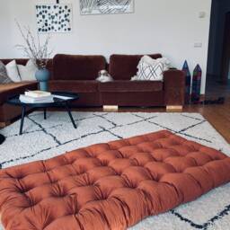Velvet Floor Cushion Tufted Bench Seat, Custom Size - thumbnail 2