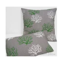 Gray/Green Coral Decorative Throw Pillow Cover Cushion Cotton 20x20 - thumbnail 2