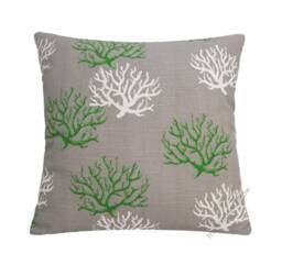 Gray/Green Coral Decorative Throw Pillow Cover Cushion Cotton 20x20 - thumbnail 1