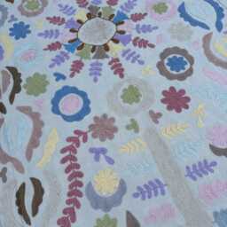 Ethnic Hand-Embroidered Cotton Suzani Quilt - Vibrant Bohemian Throw Blanket, Reversible Bedspread - thumbnail 3