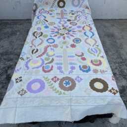 Ethnic Hand-Embroidered Cotton Suzani Quilt - Vibrant Bohemian Throw Blanket, Reversible Bedspread - thumbnail 2