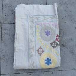 Ethnic Hand-Embroidered Cotton Suzani Quilt - Vibrant Bohemian Throw Blanket, Reversible Bedspread - thumbnail 4