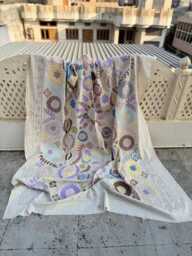 Ethnic Hand-Embroidered Cotton Suzani Quilt - Vibrant Bohemian Throw Blanket, Reversible Bedspread - thumbnail 1