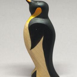 Toy Penguin Wooden White Black Orange - With Heads Up Size 9, 5 X 5, 0 2, 2 cm - Bxhxs Ca. 33, 0 Gr - thumbnail 2