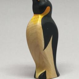Toy Penguin Wooden White Black Orange - With Heads Up Size 9, 5 X 5, 0 2, 2 cm - Bxhxs Ca. 33, 0 Gr - thumbnail 3