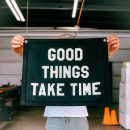 Good Things Take Time Felt Banner - Vintage Style Black Wall Decor