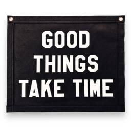 Felt Pennant Banner - Good Things Take Time, Vintage Style - 40cm X 50cm - thumbnail 2