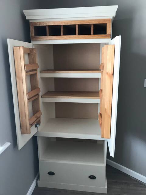 Handmade White Kitchen Pantry Cabinet - Rustic Farmhouse Storage With Spice Rack - image 1