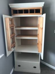 Handmade White Kitchen Pantry Cabinet - Rustic Farmhouse Storage With Spice Rack - thumbnail 1