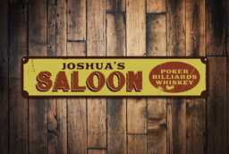 Personalized Saloon Metal Sign - Custom Western Bar Decor Vintage Whiskey & Poker Rustic Man Cave Wall Art Home Gift - thumbnail 1
