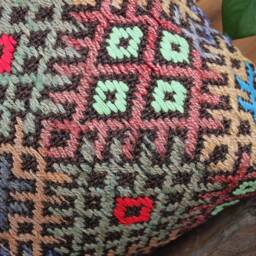 40cm - 16In Vintage Kilim Cushion Cover Handwoven - Authentic Pillow Hand Spun Wool Turkish Square - thumbnail 3