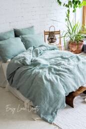 Linen Bed Set - Duvet Cover & 2 Pillow Covers Stonewashed Bedding Queen King Custom Sizes Great New Home Gift