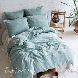 Linen Bed Set - Duvet Cover & 2 Pillow Covers Stonewashed Bedding Queen King Custom Sizes Great New Home Gift - thumbnail 2