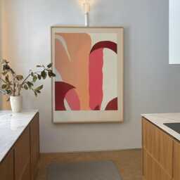 Large Xl Pink Floral Abstract Wall Hanging With Wood Frame For Livingroom/Office/Bedroom - thumbnail 2