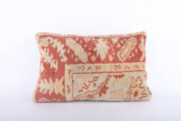 Handwoven Turkish Kilim Lumbar Pillow Bohemian Home Decor - 16x24 Inch - thumbnail 1