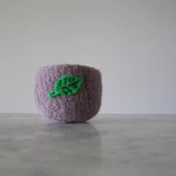Air Plant Planter - Grey/Lavender Wool Felted Bowl With Bright Green Leaf Ring Catch All Pot Gifts For Gardeners - thumbnail 3