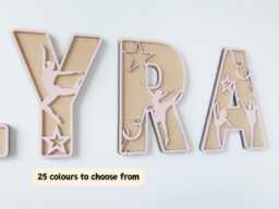 Dance Ballet Gymnastic Themed Wooden Letters - Ballerina Name Decoration Personalised Sign Children's Bedroom Playroom Wall Art - thumbnail 1