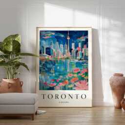 Toronto Cn Tower Print Canada Travel Poster, Urban Wall Art - thumbnail 2