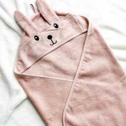 Personalised Pink Bunny Hooded Baby Towel - Embroidered Cotton Bath Gift - thumbnail 3
