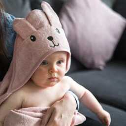 Personalised Pink Bunny Hooded Baby Towel - Embroidered Cotton Bath Gift - thumbnail 2