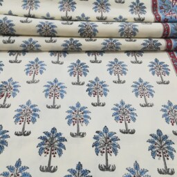 Indian Hand Block Print Cotton Bed Sheet Palm Tree Bedding - thumbnail 2