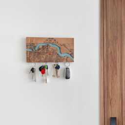 Magnetic Key Hanger Personalized Wood Map Rack For Modern Entryway
