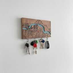 Magnetic Key Hanger Personalized Wood Map Rack For Modern Entryway - thumbnail 2