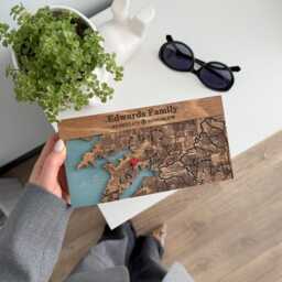 Magnetic Key Hanger Personalized Wood Map Rack For Modern Entryway - thumbnail 3