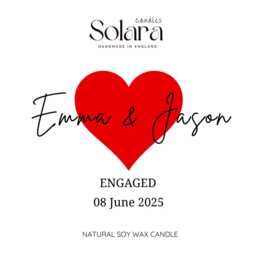 Personalised Engagement Candle Gift Set With Matches, Couple Name & Date, Soy Wax, Wedding, Mr & Mrs, Romantic Keepsake - thumbnail 2