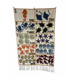 Counting Tapestry Wall Hanging - Numbers Nursery Decor Under The Sea Art Montessori Educational Playroom - thumbnail 2
