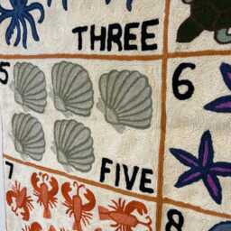 Counting Tapestry Wall Hanging - Numbers Nursery Decor Under The Sea Art Montessori Educational Playroom - thumbnail 3