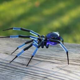 Glass Figurine Garden Spider, Blown Handblown Glass Animal Figurine, Insect, Murano - thumbnail 2
