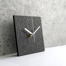 Black Square Table Clock For Minimalist Office, Modern Mantel Clock, Sustainable Home Decoration Eco House, Loft Apartment Art - thumbnail 3