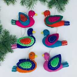 Felt Bird Dove Handmade Hanging Christmas Tree Decoration - Nomads Wales - thumbnail 1