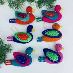 Felt Bird Dove Handmade Hanging Christmas Tree Decoration - Nomads Wales - thumbnail 2