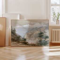 Misty Mountain Poster, Cliff Landscape Print, Nature Wall Art, Paper - thumbnail 4