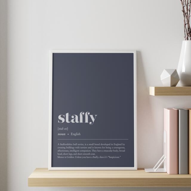 Staffy Definition Print - Customisable Staffie Dog Illustration Wall Art Minimalist Home Office Decor - image 1