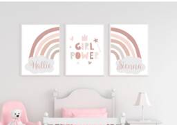 Set Of 3 Girlpower Rainbow Prints, Nursery Decor, Girls Bedroom Playroom Sister Prints - thumbnail 1