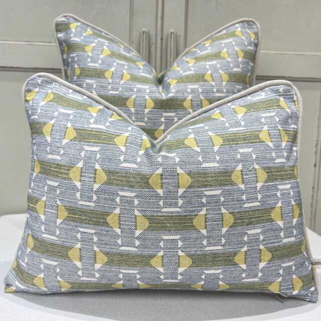 Cushions Made in Fermoie Sicily Luxury Designer Decorative Blue Yellow Cotton Decor Cushion Pillow Throw Cover - image 1